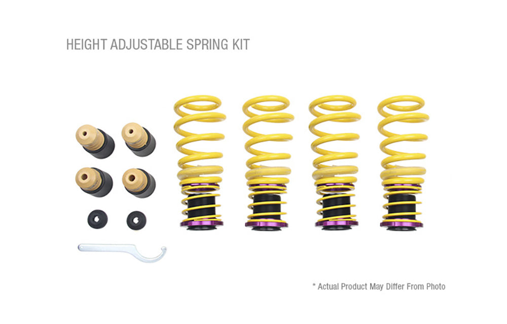 KW H.A.S. height adjustable spring kit with springs and hardware for Porsche 991 on a white background