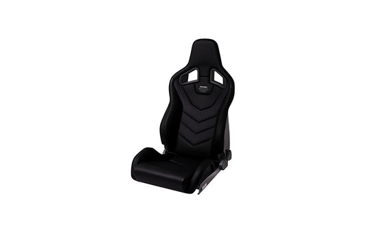 Recaro Sportster black reclining bucket seat with 'Recaro' branding on a white background.