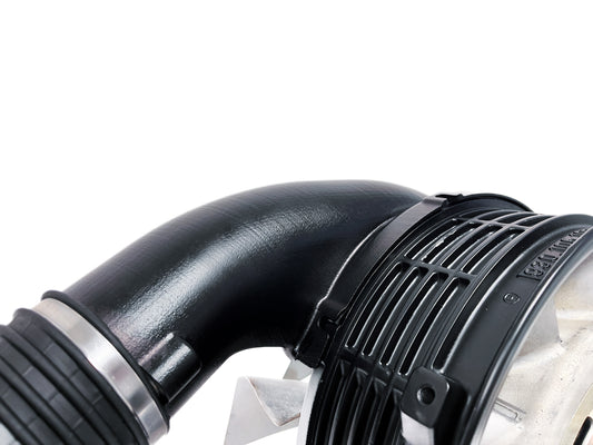 Close-up of a DTW Triebwerk heater fan for Porsche 964 RS and 993 RS heater duct replacement on white background.