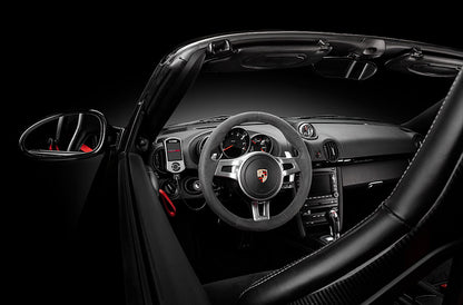 Interior view of 987 Boxster with Cobb Tuning Accessport installed.