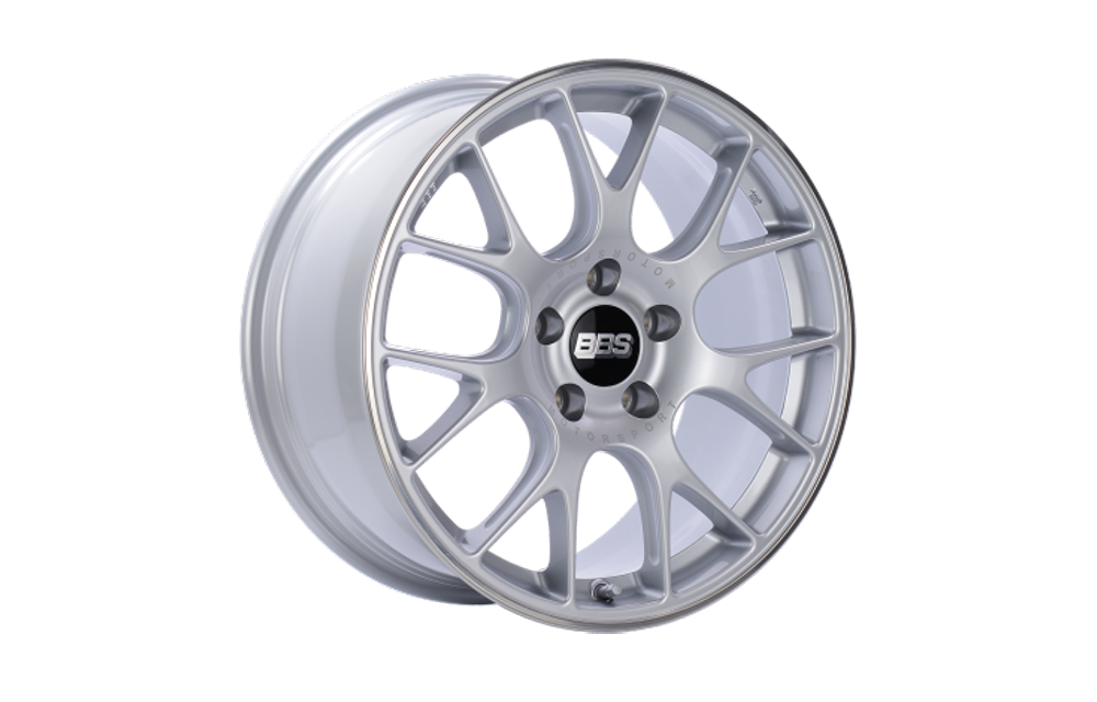 BBS CH-R flow-formed wheel in Brilliant Silver for Porsche fitment on transparent background.