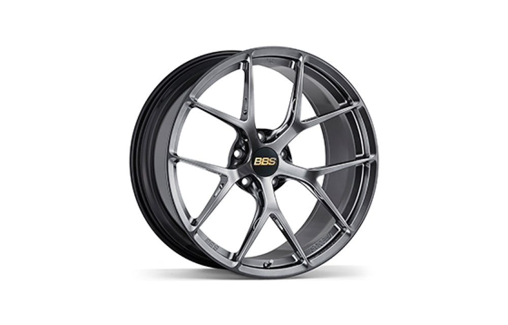 BBS FI-R monoblock forged wheel for Porsche in Diamond Black finish on white background.