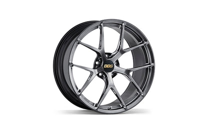 BBS FI-R monoblock forged wheel for Porsche in Diamond Black finish on white background.