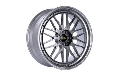 BBS LM with Diamond Black center and polished lip for Porsche on white background.