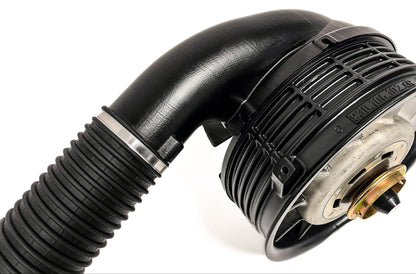 top view of DTW Triebwerk heater fan for Porsche 964 RS and 993 RS heater duct replacement on white background.