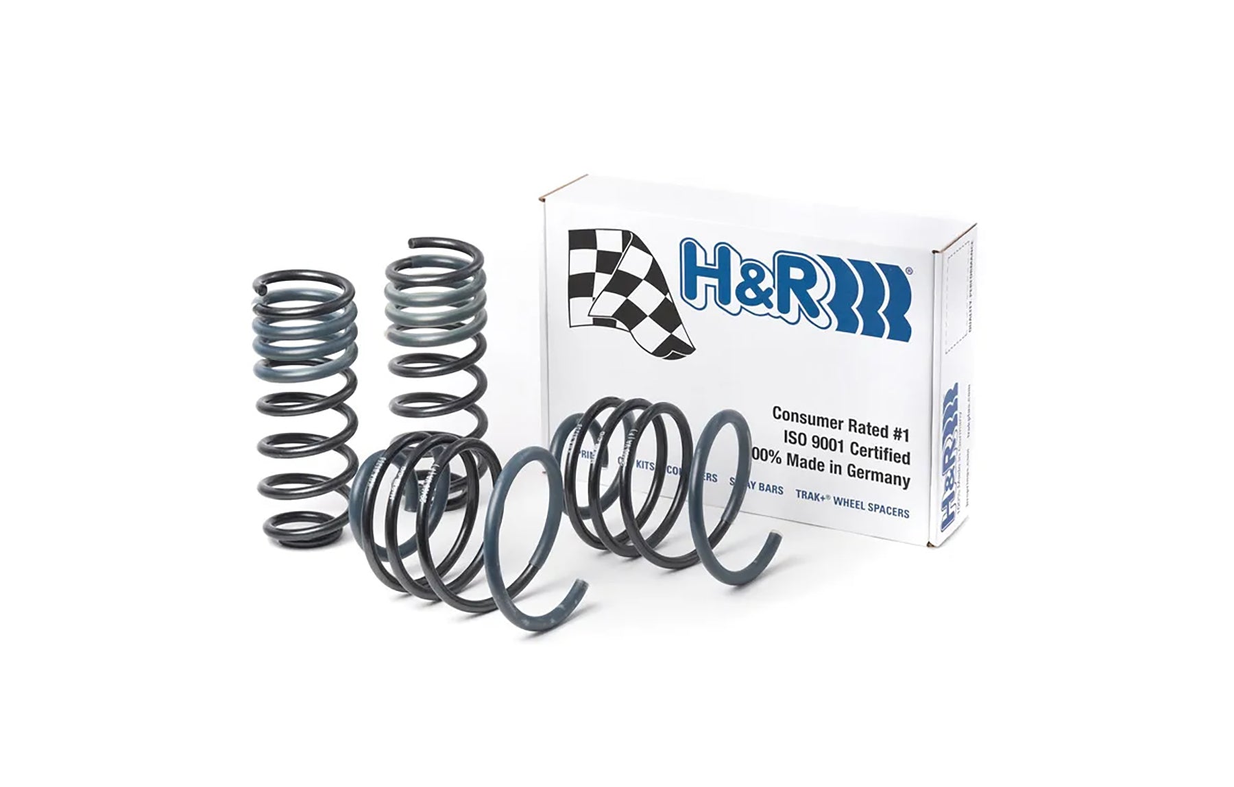 H&R Sport springs set of 4 for Porsche with H&R box on white background.