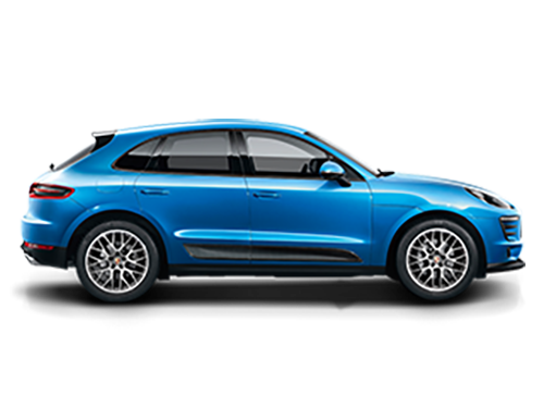 Blue Porsche Macan 95B SUV on a white background