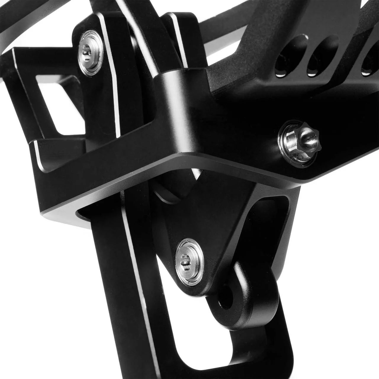 Close up of Numeric Short Throw Shifter component in black on a white background.