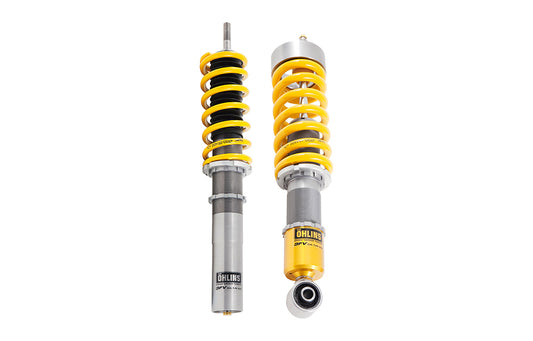 Pair of Ohlins Road and Track coilovers on white background.