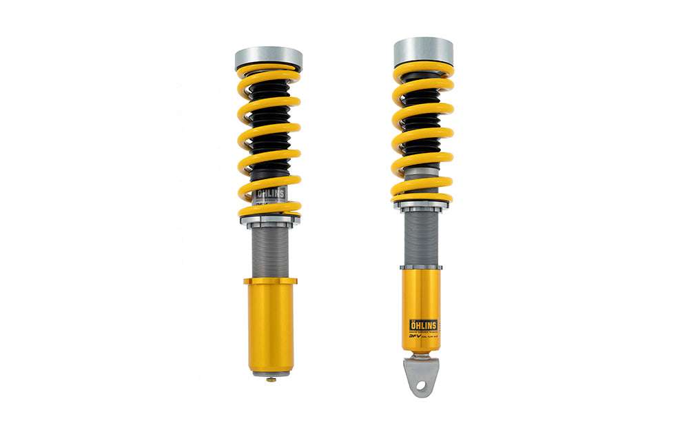 Pair of Ohlins Road and Track coilovers on white background.