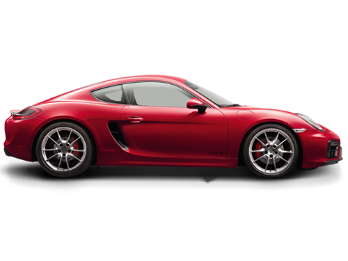 Red Porsche Cayman 981 on a white background