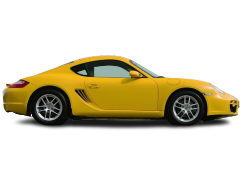 Yellow Porsche Cayman 987.1 on a white background