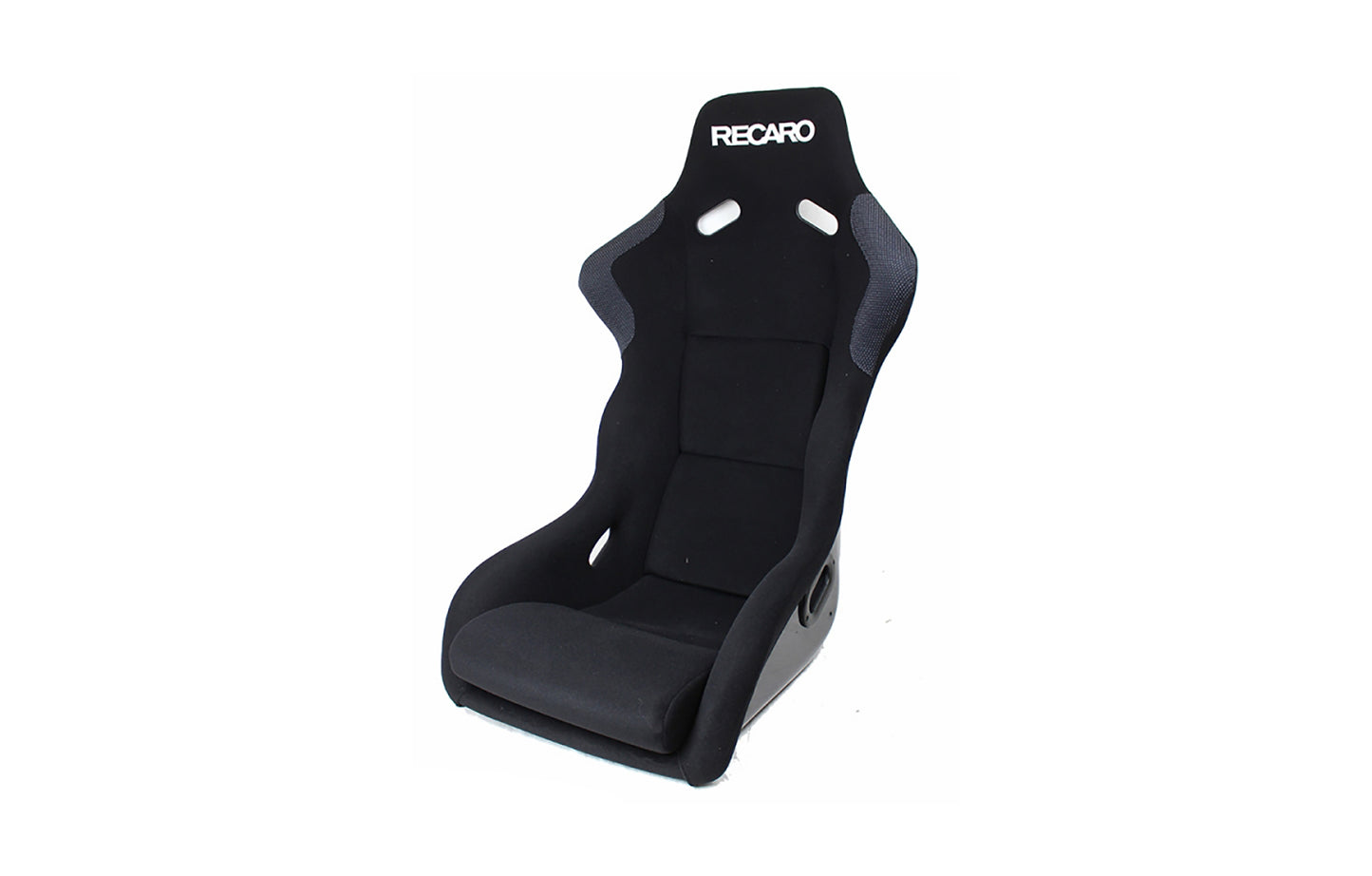 Recaro Profi black racing bucket seat with 'Recaro' branding on a white background.