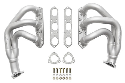 Soul performance competition headers and gaskets for Porsche on a white background.