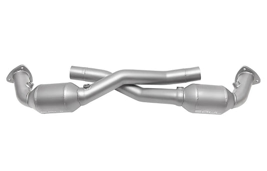 Soul performance sport catalytic converter for Porsche on a white background.