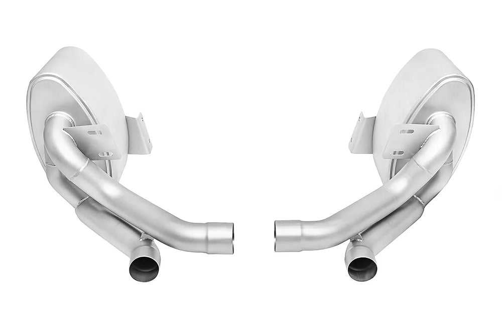 Soul performance side muffler exhaust for Porsche on a white background.