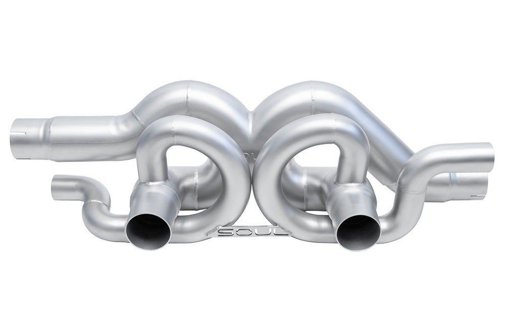 Soul Performance X-Pipe exhaust for Porsche 991.2 on a white background.