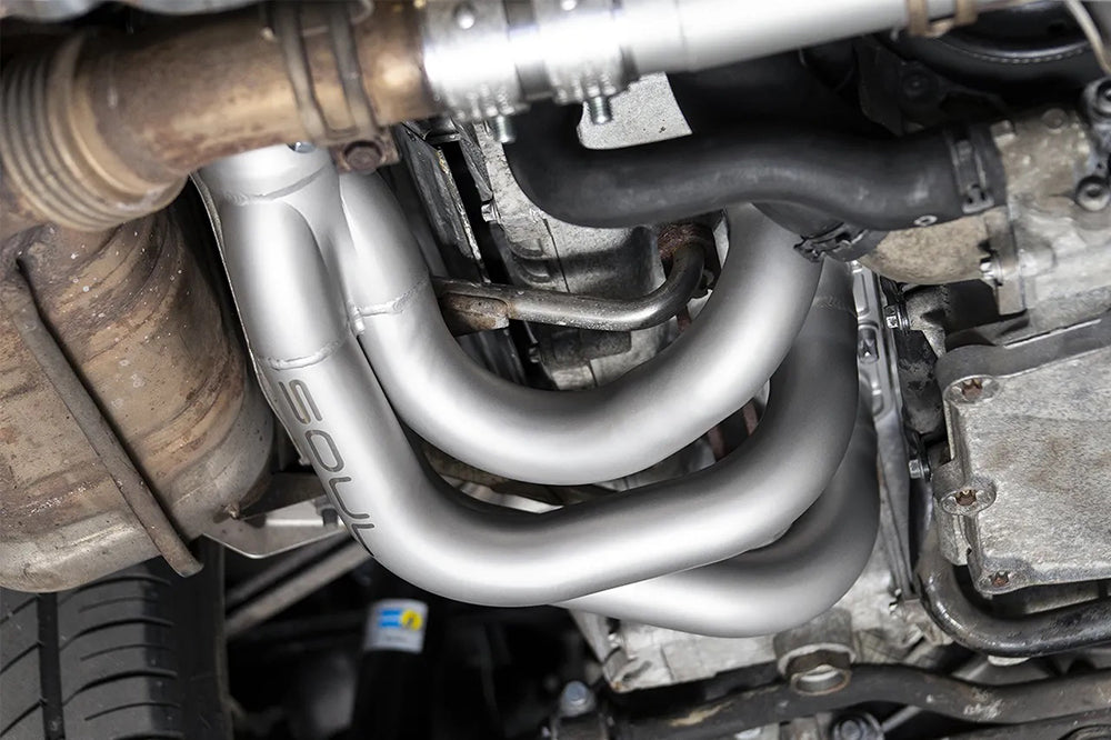 Soul performance competition headers installed on Porsche.