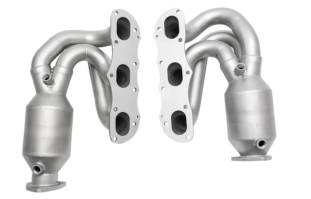Soul performance long tube street headers for Porsche on a white background.