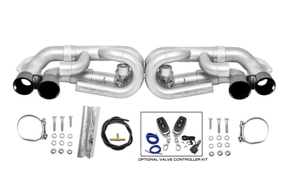 SOUL Performance exhaust system kit with pipes and connectors for Porsche 991 on a white background