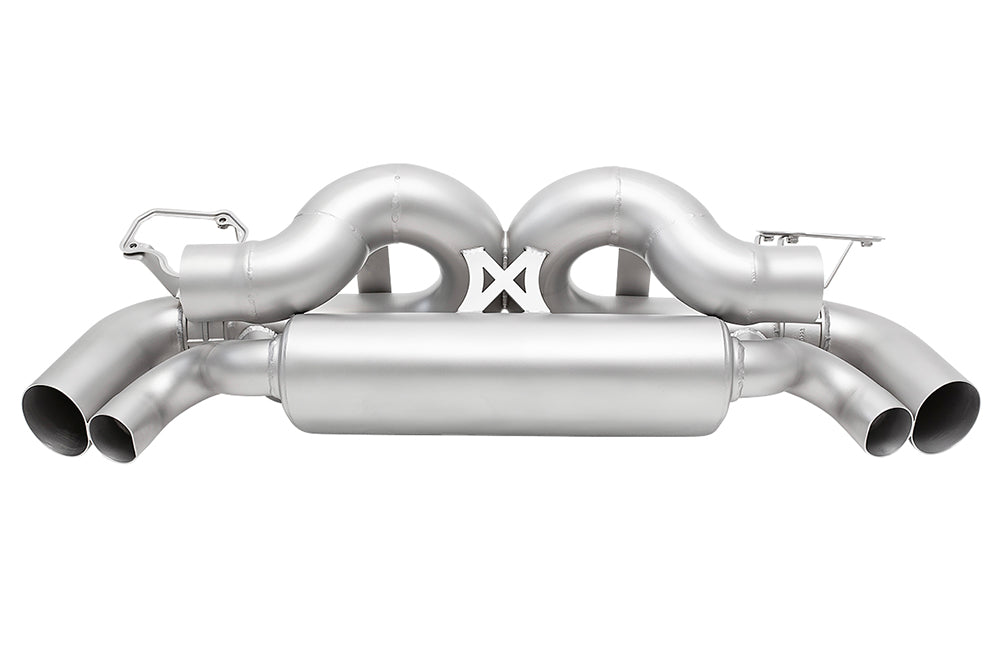 Soul valved exhaust system for porsche 911 992 carrera on white background.
