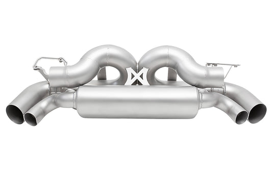 Soul valved exhaust system for porsche 911 992 carrera on white background.