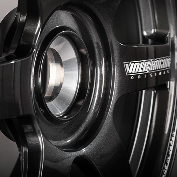 Close-up of Volk Racing TE37 Saga S-Plus wheel in diamond dark gunmetal.