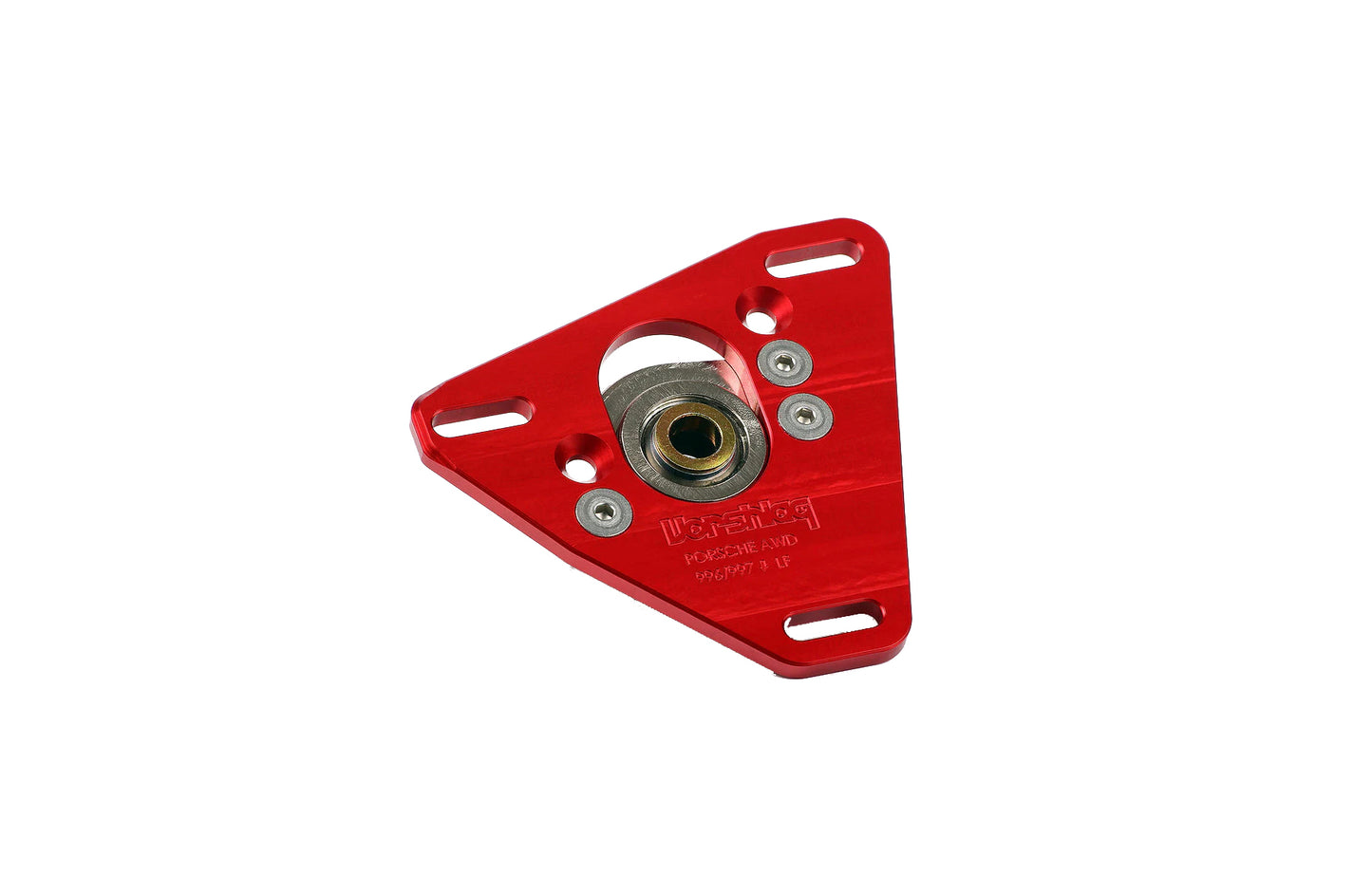 Vorshlag camber plates for Porsche in red on white background.