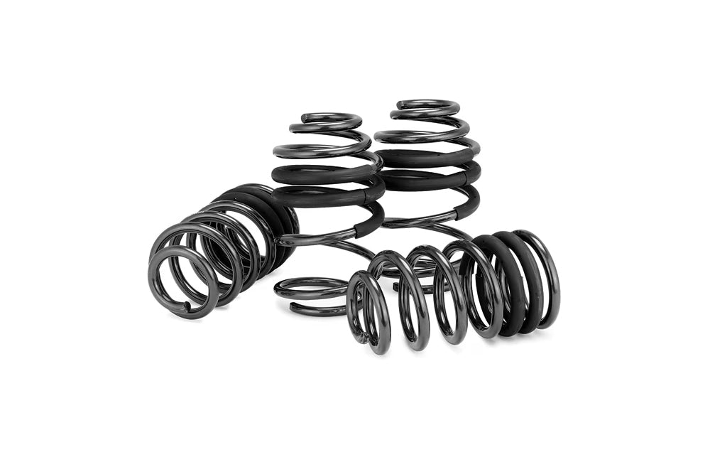 Set of black Eibach pro-kit springs for Porsche 911 992 on white background.