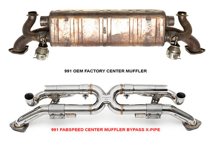 Fabspeed Valved Center Muffler Bypass X-Pipe - Porsche 991.1 Carrera