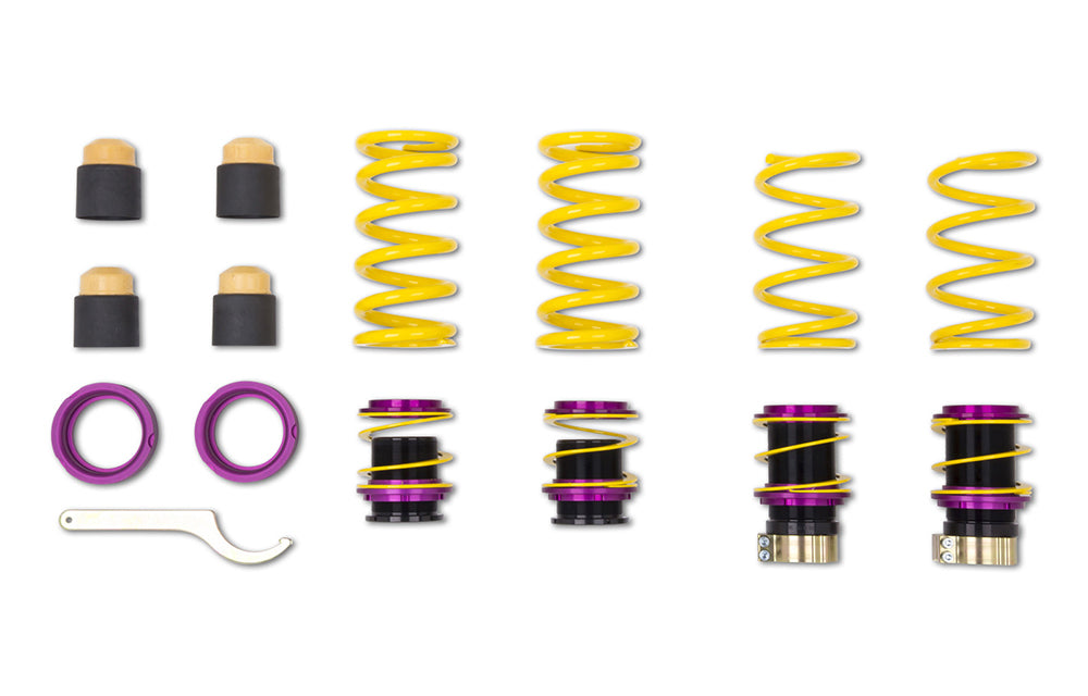 KW Height Adjustable Spring kit components for Porsche 991 on white background.