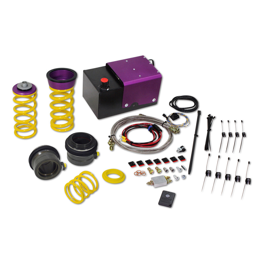 Full kit for KW HLS package with springs, control box, and hardware on white background.
