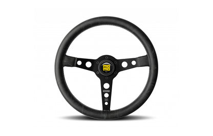 Momo heritage prototipo steering wheel in black in white background.