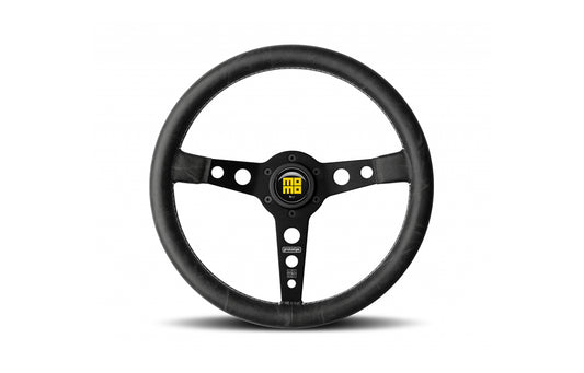 Momo heritage prototipo steering wheel in black in white background.