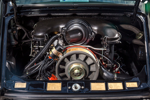 Engine compartment of Porsche 911 RS.