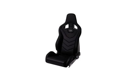 Recaro Sportster black reclining bucket seat with 'Recaro' branding on a white background.