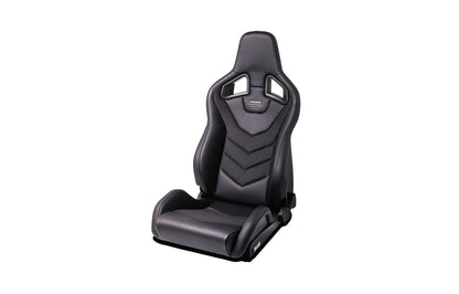 Recaro Sportster GT black leather reclining bucket seat with 'Recaro' branding on a white background.