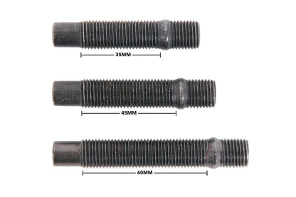 Rennline stud conversion kit black stud lengths with dimensions labeled on a white background.