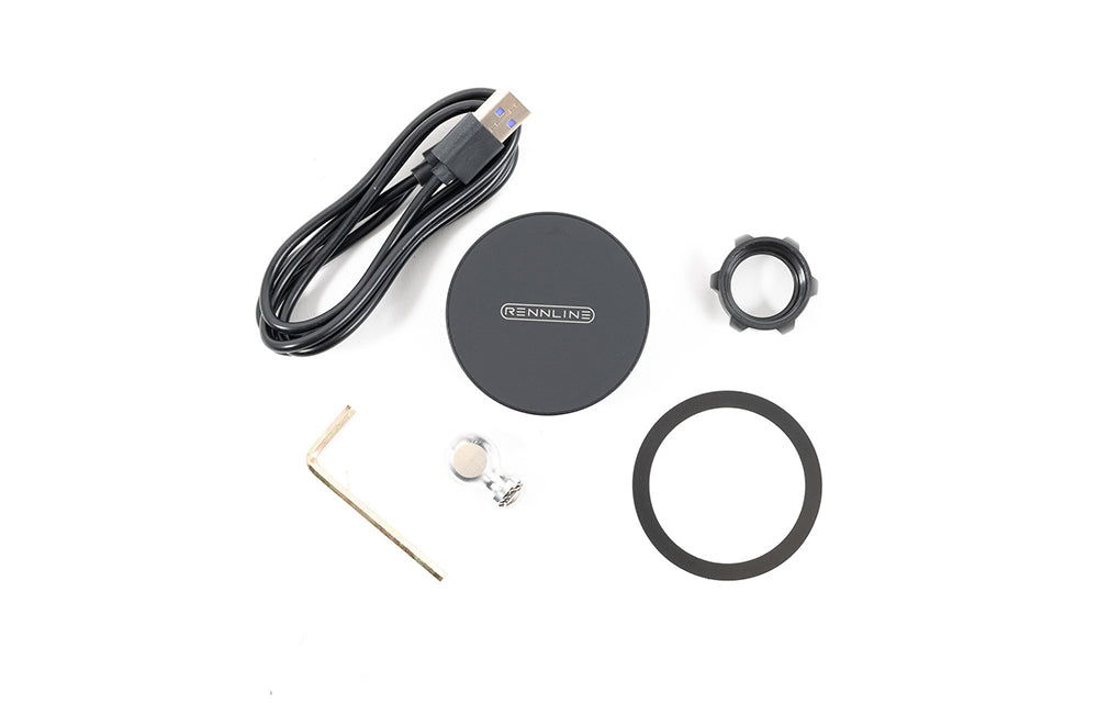 Rennline magnetic wireless charger kit in white background.