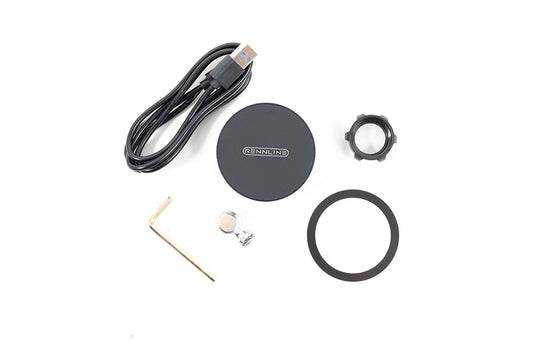 Rennline magnetic wireless charger kit in white background.